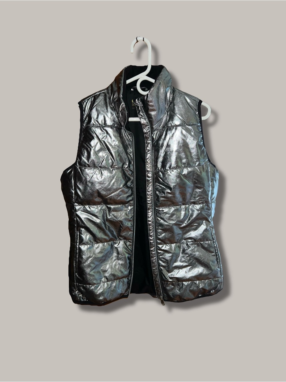 Xersion Metallic Silver Puffer Vest